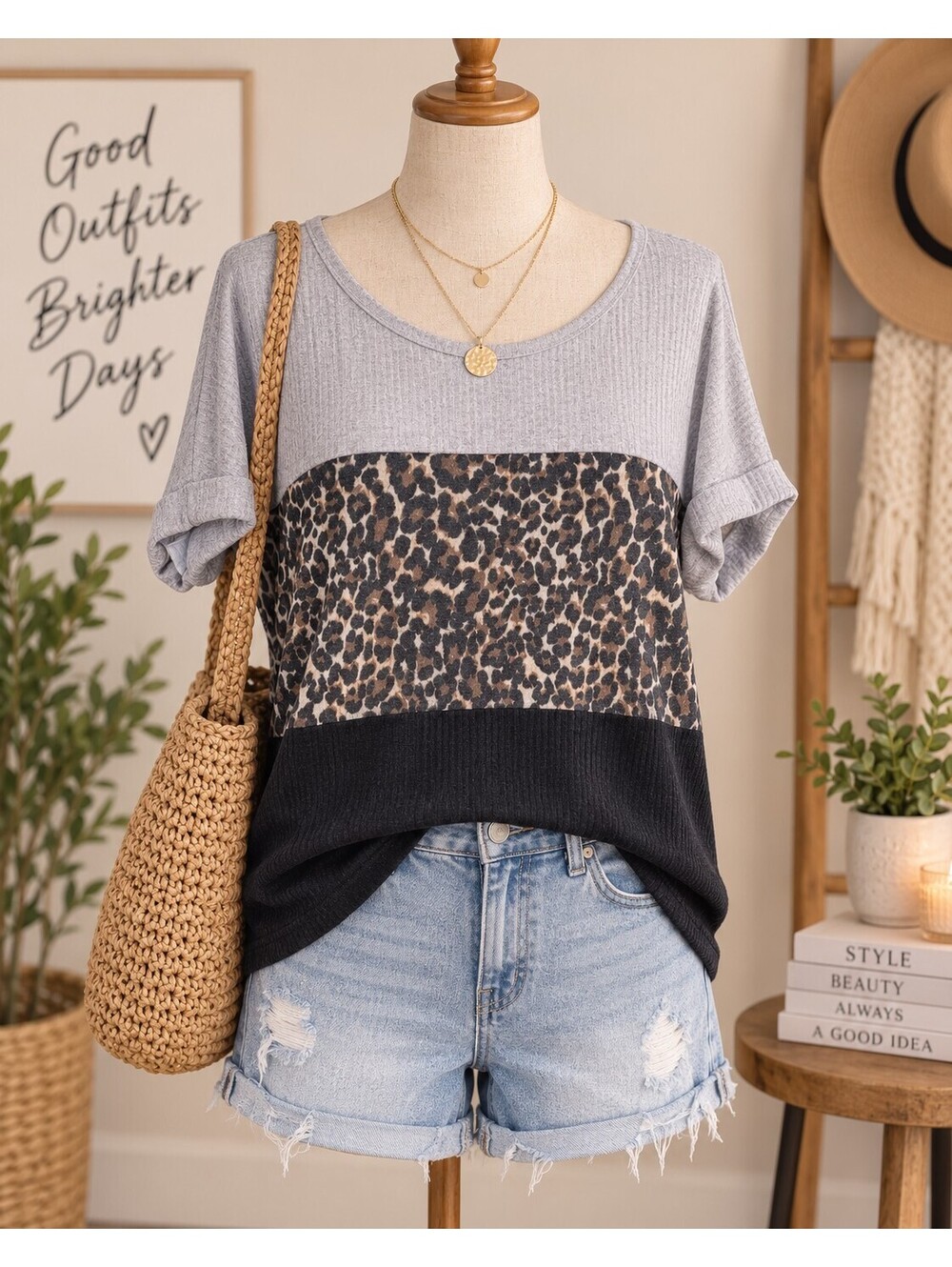 Leopard stripe tshirt womens